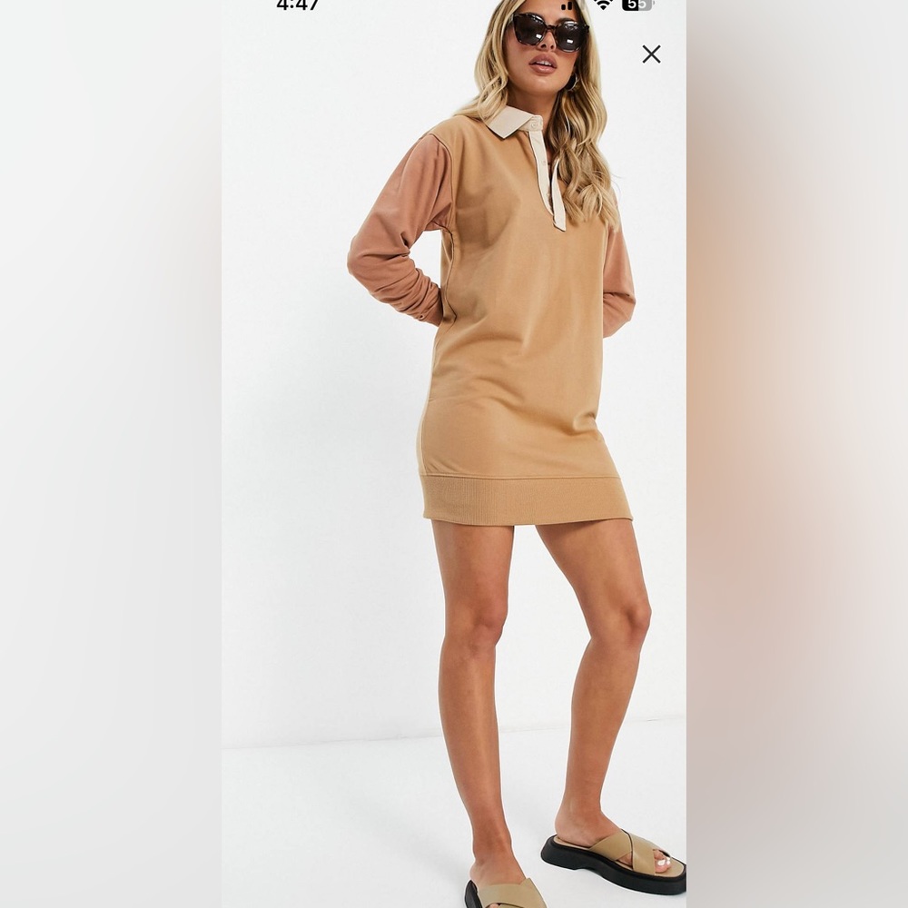 Tan long sleeve polo dress